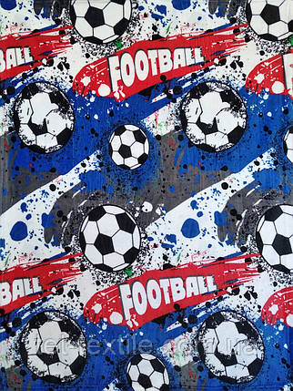 Плед дитячий з мікрофібри Велсофт Футбол синій 110х140 см, фото 1