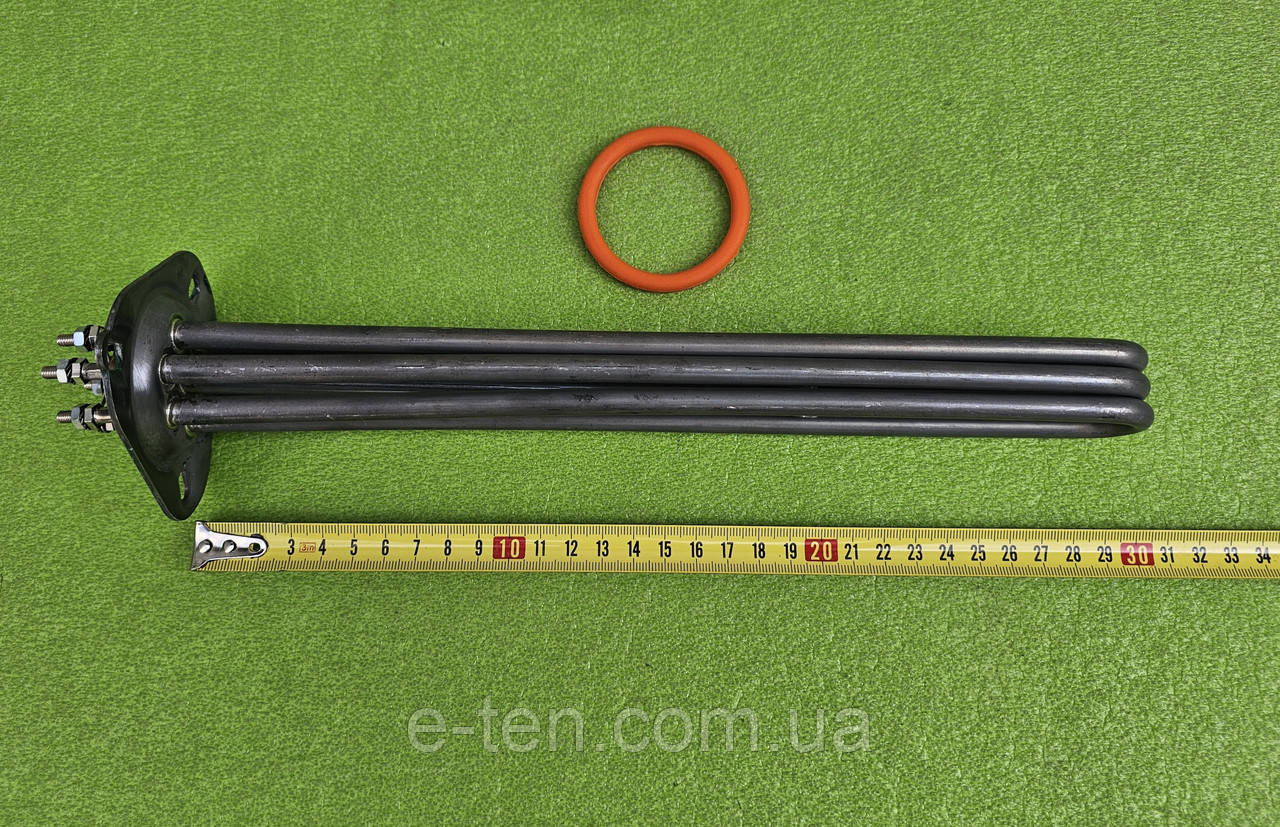 Блок-ТЕН нержавійка 6000W / 220-380V / L=300мм на ТРИКУТНОМУ фланці (між отворами 63мм)  Туреччина