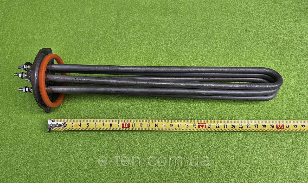 Блок-ТЕН нержавійка 6000W / 220-380V / L=300мм на ТРИКУТНОМУ фланці (між отворами 73мм)  Туреччина