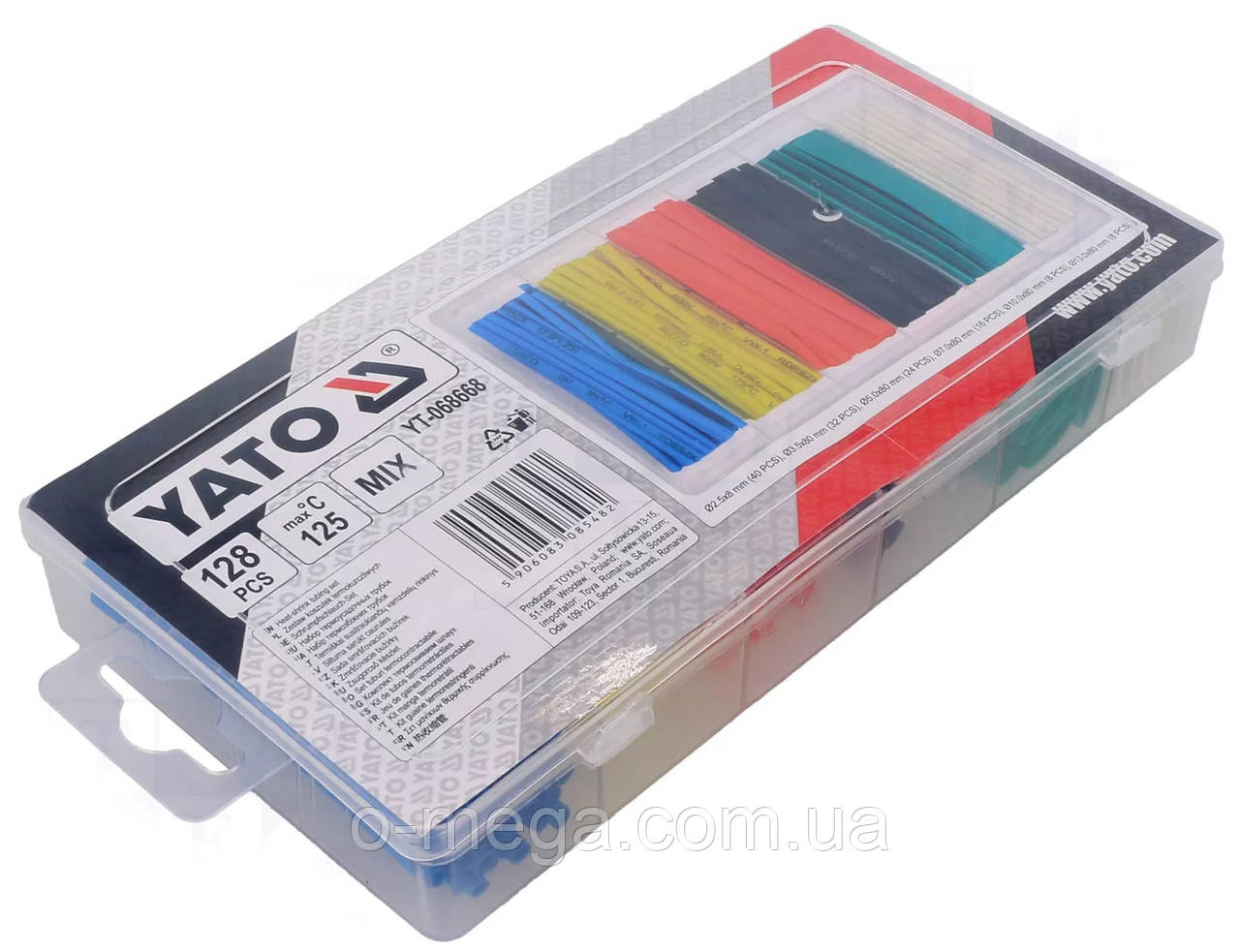 Набір термозбіжних трубок YATO YT-068668 (128 штук), фото 1