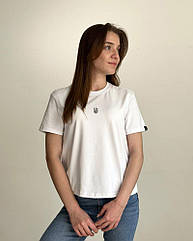 Біла базова жіноча футболка Pobedov Freedom. Бавовняна жіноча футболка біла XS