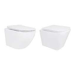 Акційний набір: Унітаз підвісний Jay Ultra Quiet QT07335177W 485х360х320 + Tern Ultra Quiet QT17332303ASW