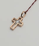 Хрест з цирконієм та розп'яттям в червоному золоті, фото 2