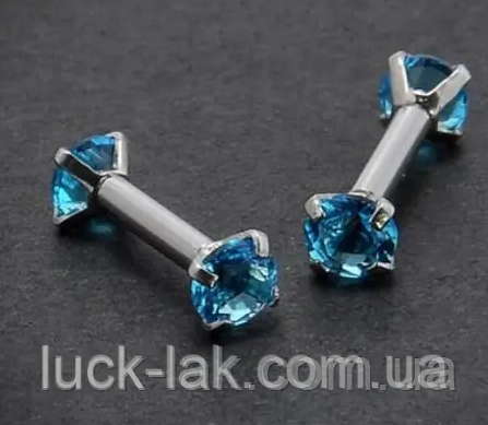 Мікроштанги для пірсингу хряща з кристалами, пара (2 шт.), фото 1