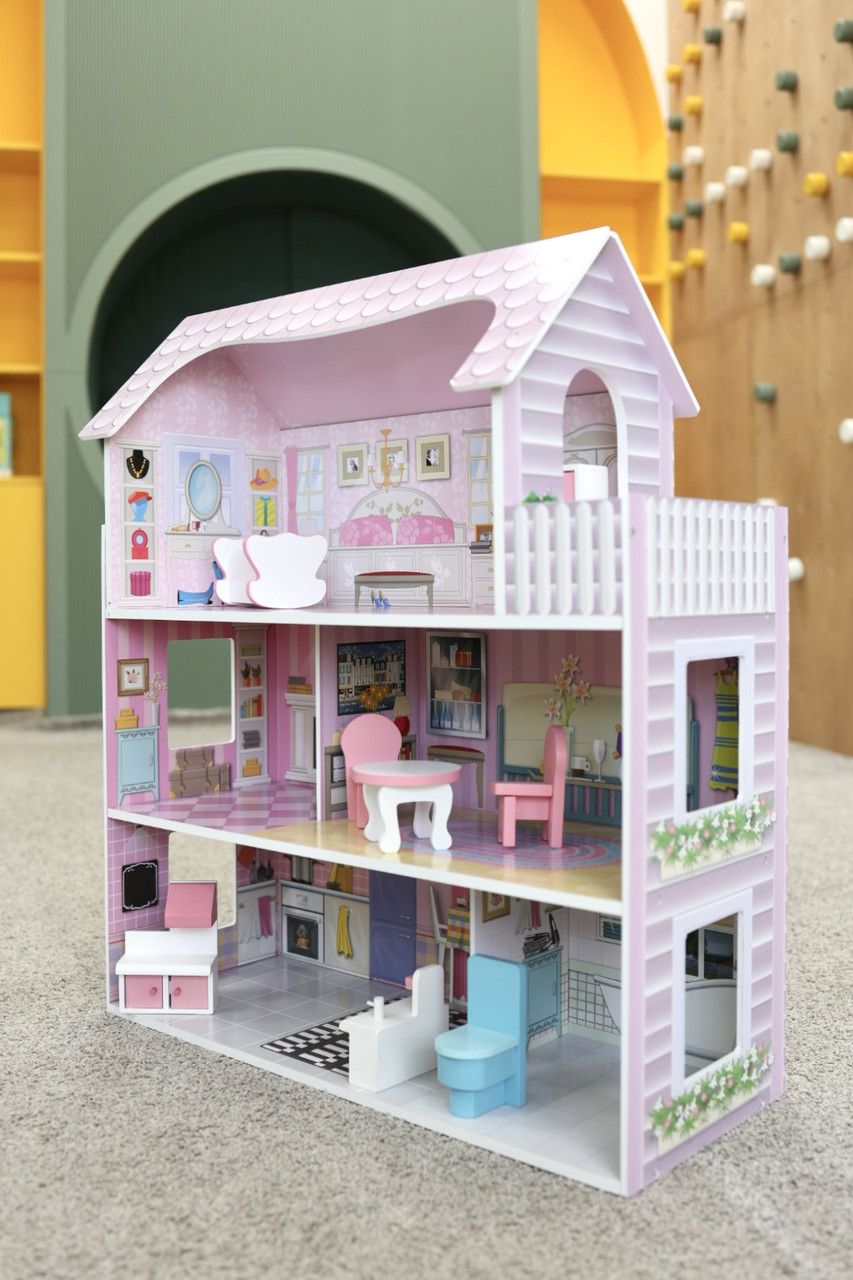 Ляльковий Будиночок дерев'яний із меблями 3 поверхи MD 1204, фото 1