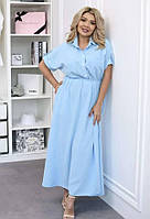 Женское летнее платье-батал, 48-52,54-58,60-64,оливка, голубой, бежевый, черный, мокко, софт коттон.