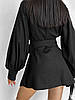Сукня сорочка міні Кетрін New жіноча з льону стильна з об'ємними рукавами та поясом Smdi6417, фото 9