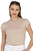 Футболка женская в рубчик укороченная Ozkan Турция хлопок