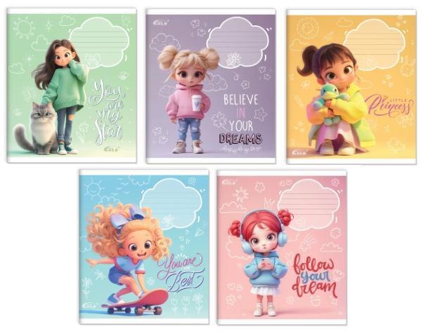 Зошит 12 листов клітка "Brisk GOLD" ЛАК / Маленька стильняшка