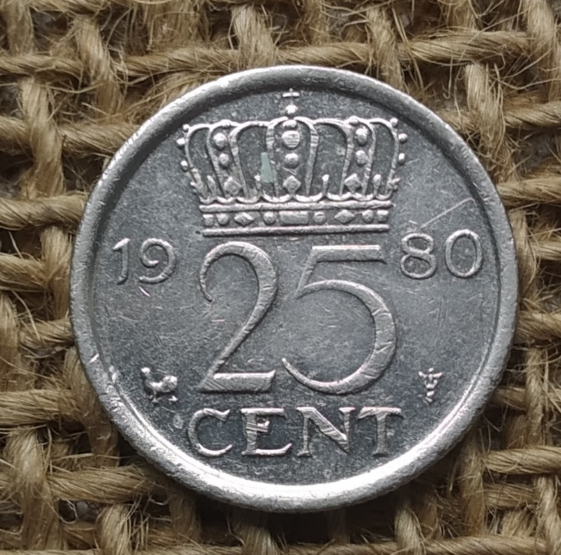 25 центiв 1980 року. Нiдерланди, фото 1