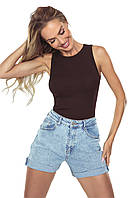 Майка женская трикотажная базовая однотонная шоколадного цвета Peri Eldar