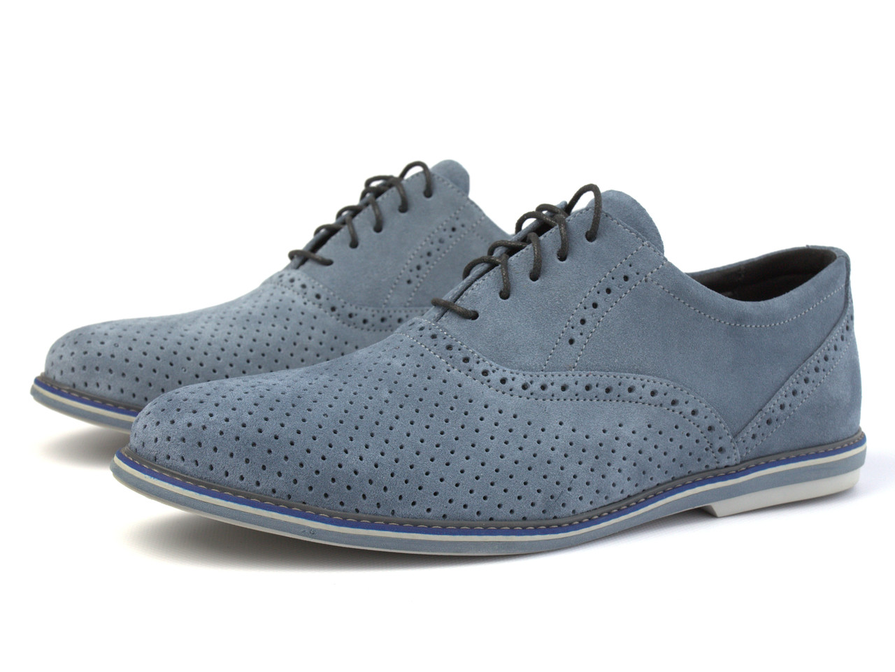 Літні туфлі чоловічі замшеві в сіточку повсякденне взуття Rosso Avangard Romano Navy Grey Perf