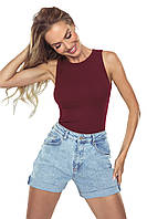 Майка женская трикотажная базовая однотонная бордового цвета Peri Eldar