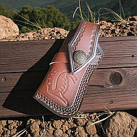 Кожаный чехол для складного ножа, до 130 мм, коричневый, премиум