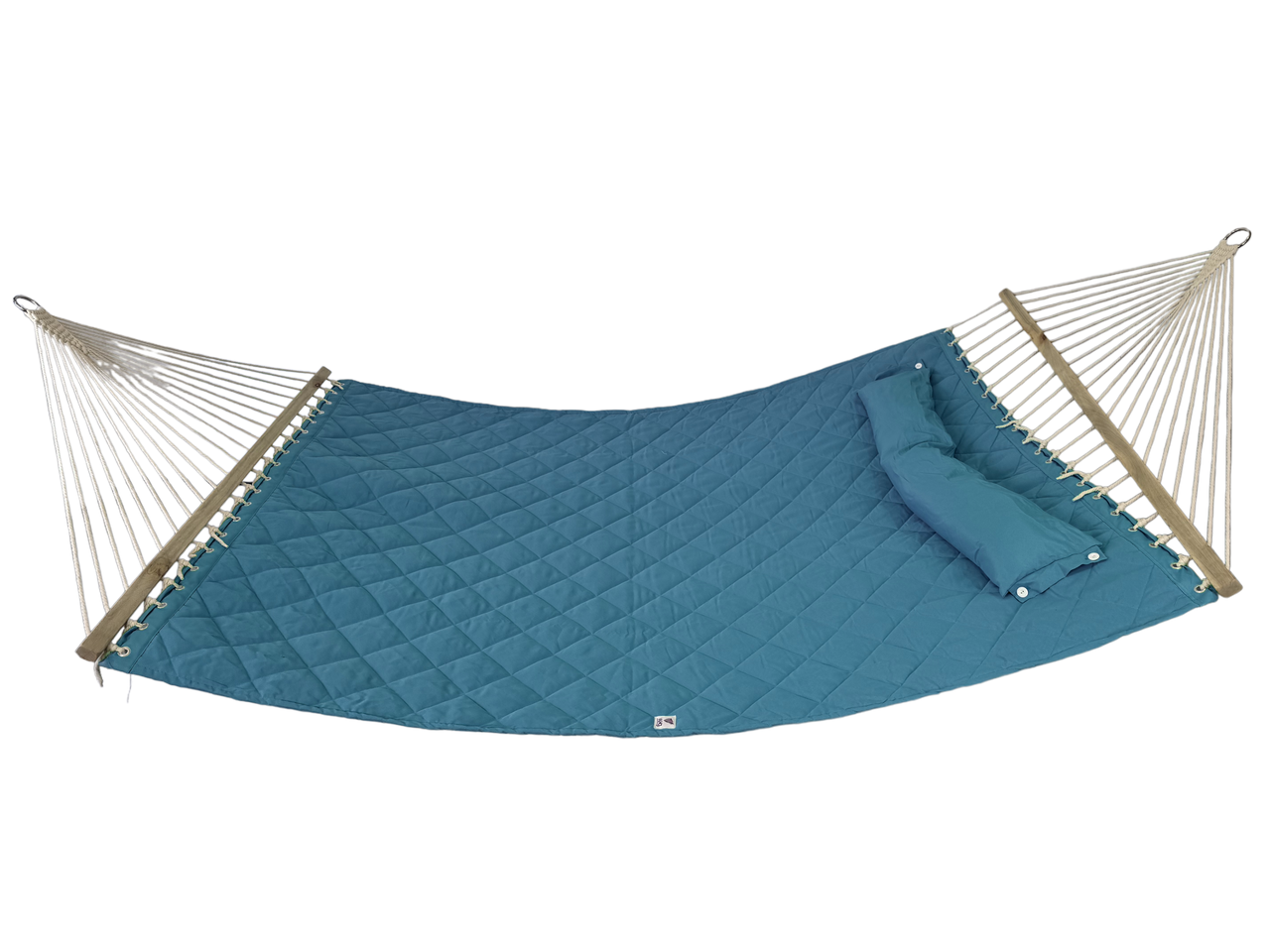 Двомісний гамак з планкою та знімною подушкою SOFT XXL 200x140 WCG підвісний садовий для відпочинку Блакитний