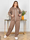 5704-23 Спортивний костюм жіночий двонитка на блискавці прямі штани батал (4 од: 50,52,54,56), фото 5