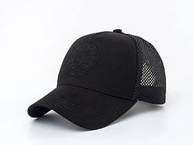 Однотонна чорна бейсболка з чорною нашивкою