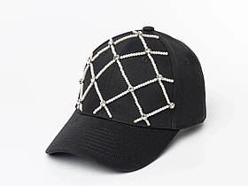 Чорна бейсболка з намистинами