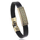 Чоловічий браслет шкіряний чорний THOT BLACK 17-19 см (довжина 21 см), фото 3