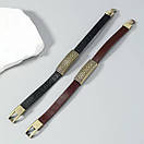 Чоловічий браслет шкіряний чорний THOT BLACK 17-19 см (довжина 21 см), фото 5