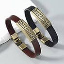 Чоловічий браслет шкіряний чорний THOT BLACK 17-19 см (довжина 21 см), фото 4