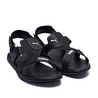 Шкіряні сандалі Puma колір чорний