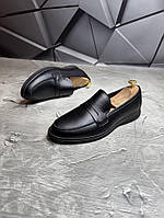 Демісезонні лофери з високоякісної м'якої натуральної шкіри колір чорний