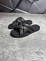 Шльопанці з натурального нубуку колір чорний/коричневий