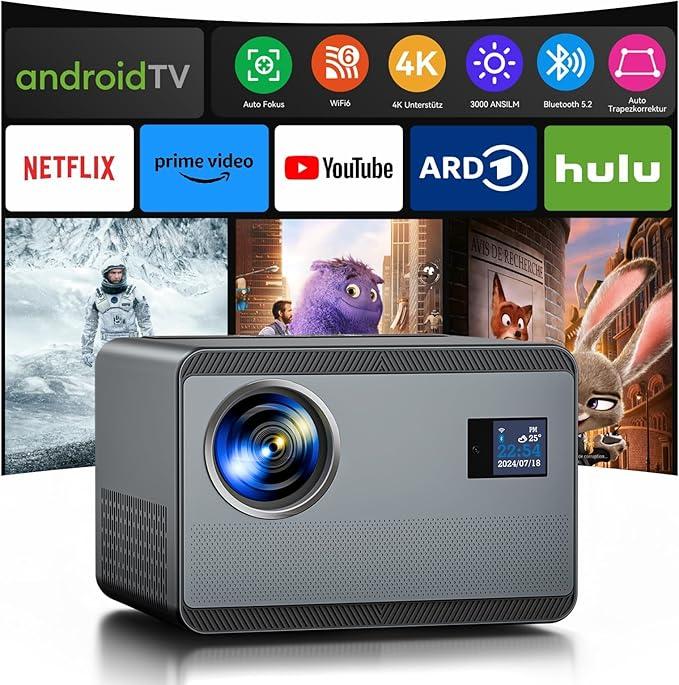 Проектор C 58 4K 3000 ANSI люмен. Автофокус, корекція спотворень, WiFi 6, Bluetooth, 1080p. Вітрина