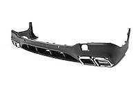 Задний диффузор с насадками Серебристый (Дизайн AMG63) для Mercedes GLC X253 2015-2022 гг