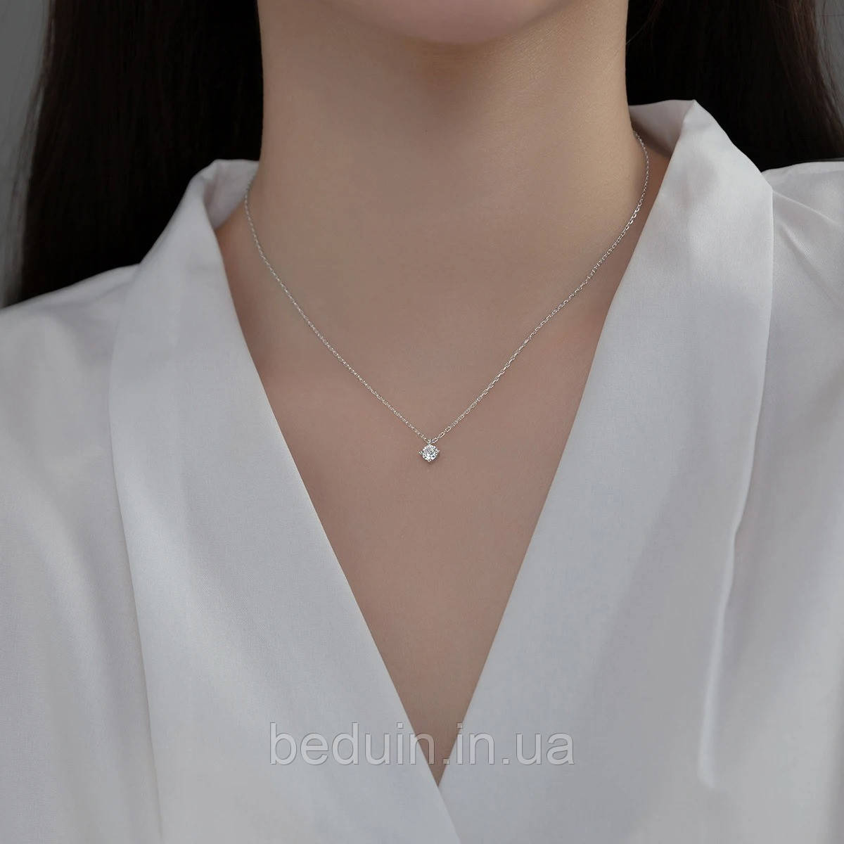 Срібна підвіска з кулоном, ланцюжок на шию з фіанітом — срібло 925 проби EGYPT SILVER