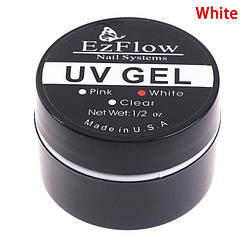 Уф.гель Ezflow uv gel білий для нарощування та зміцнення нігтів, однофазний