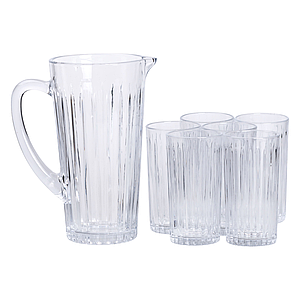 Набір глечик та 6 склянок із товстого скла, прозорий