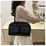 Дефект! Жіноча сумка 8182 багет чорна, фото 6