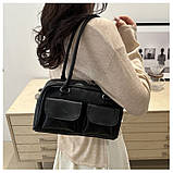 Дефект! Жіноча сумка 8182 багет чорна, фото 7