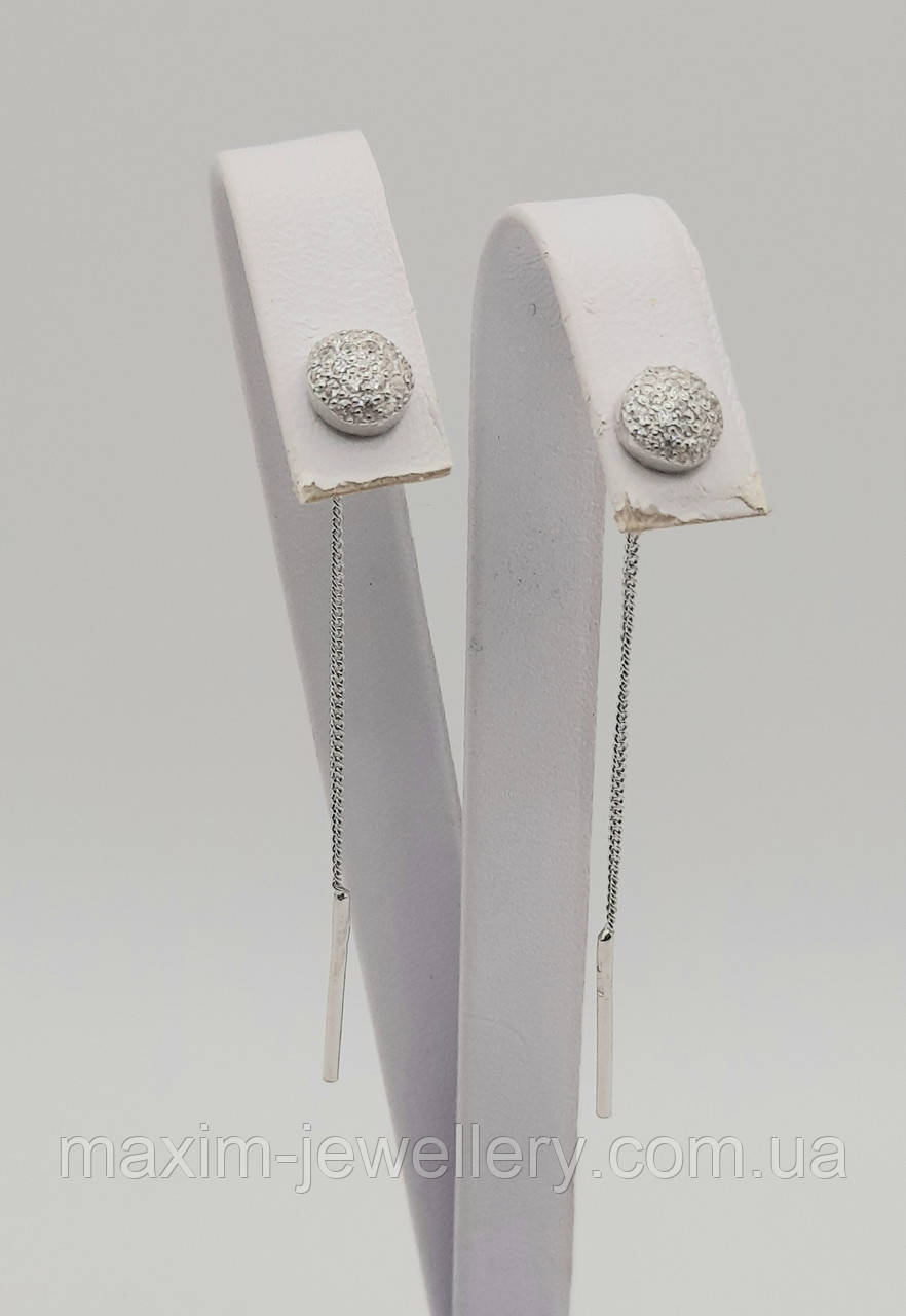 Сережки - протяжки зі срібла, фото 1