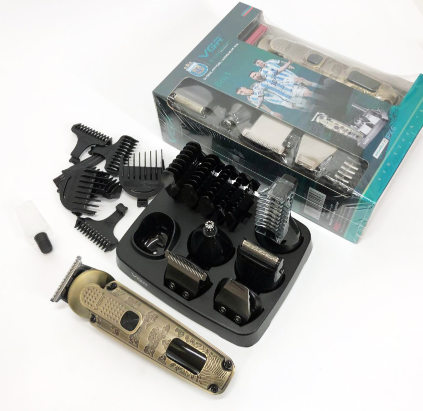 Машинка для стрижки VGR 6 в 1 V-095, 16 насадок, багатофункціональний акумуляторний тример, фото 1