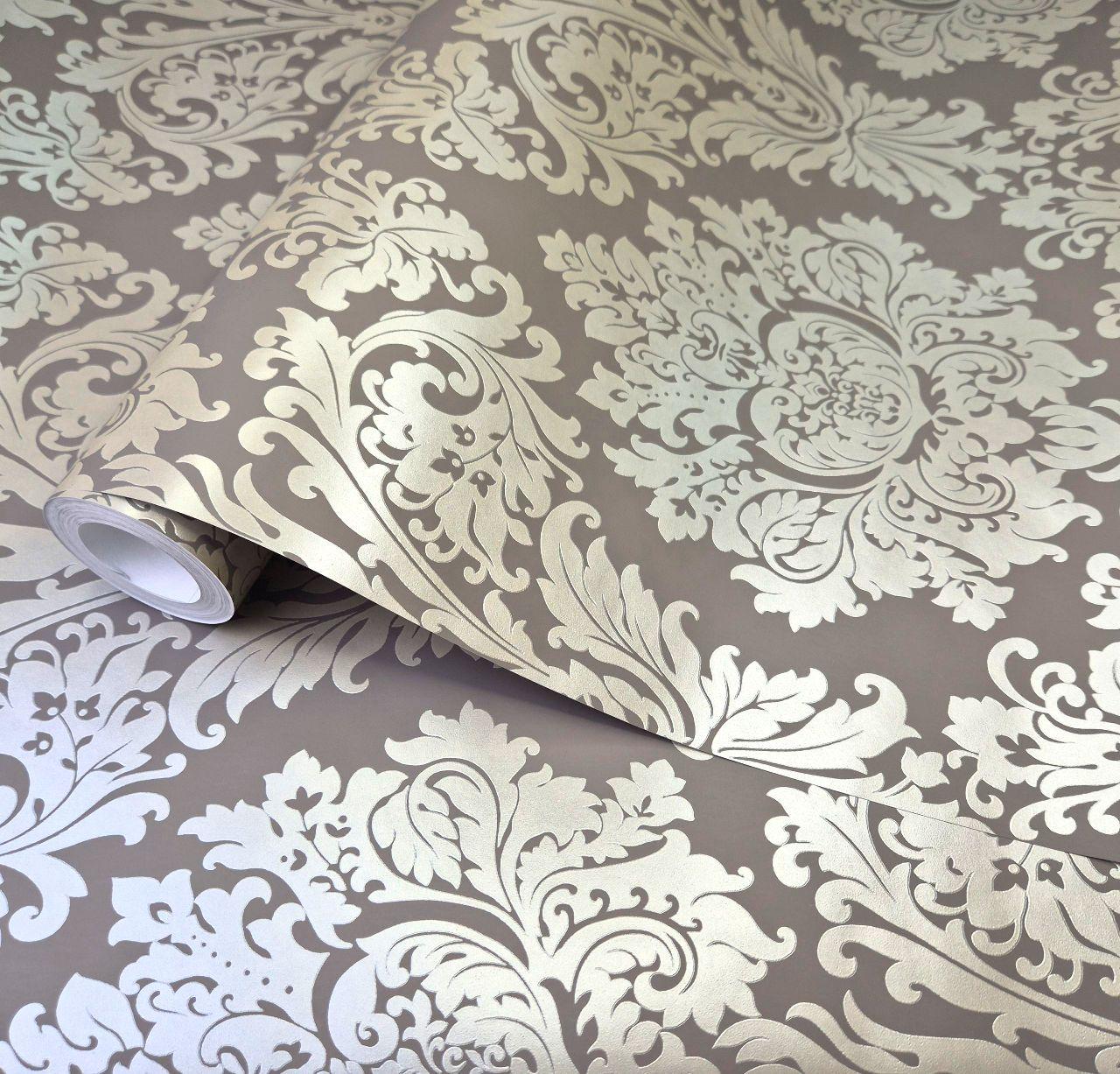 Шпалери вінілові 10.05 × 1.06 м Marburg 97275, кавові, золотисті для спальні, вітальні, кухні, коридору, фото 1