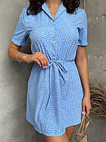 Женский летний романтический мини сарафан в горошек софт.