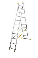 Драбина алюмінієва MASTERTOOL двосекційна комбінована 2х11 щаблів h = 5330 мм max 150 кг 79-1411