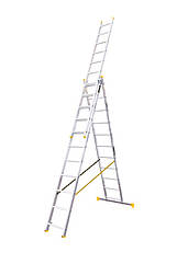 Драбина алюмінієва MASTERTOOL трисекційна комбінована 3х11 щаблів h = 7250 мм max 150 кг 79-1311
