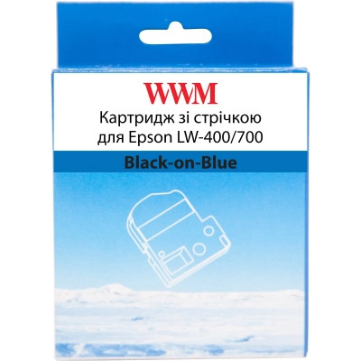 Стрічка для принтера етикеток WWM для Epson LW-400/700 6mm х 8m Black-on-Blue (WWM-SC6B), фото 1