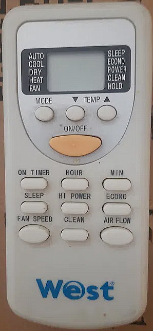 Пульт до кондиціонера WEST TAC-07AG, фото 1
