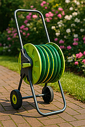 Візок для шланга Presto-PS (3101G) на колесах 🛒 | Порядок та легкий полив | До 50м шланга