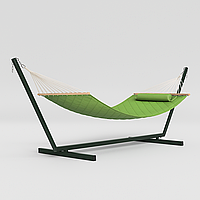Двомісний гамак підвісний з планкою і металевим каркасом профіль 50х50 SOFT XXL 200x140 WCG Зелений