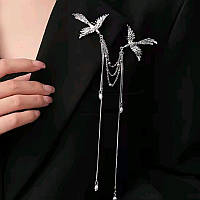 Брошка "птахи", брошка з птахами, брошка "пташки", брошка з пташками, брошка фенікс, брошка з перлинами