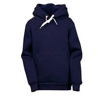 Теплий дитячий худі на флісі однотонний темно синій, 4-16 років