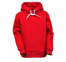 Теплий дитячий худі на флісі однотонний червоний, 4-16 років