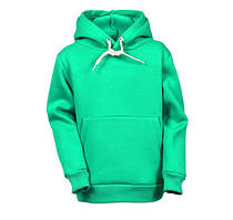 Теплий дитячий худі на флісі однотонний серый мінт, 4-16 років