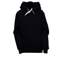 Теплий дитячий худі на флісі однотонний чорний, 4-16 років